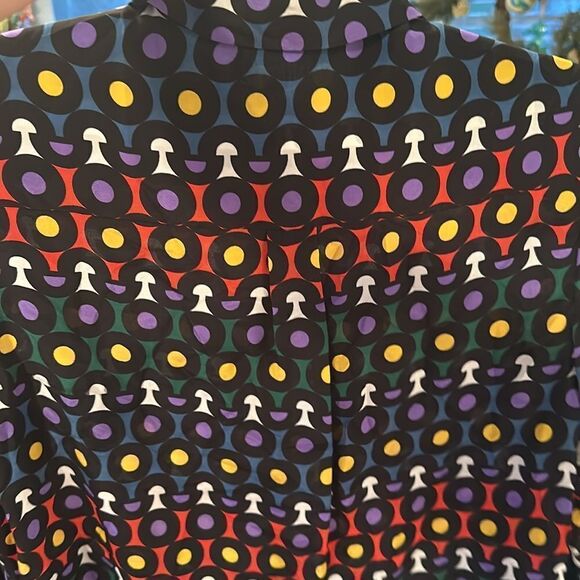 Alice + Olivia Willa Color Placket Silk Blouse Rainbow Dot Women's Small - Picture 5 of 6